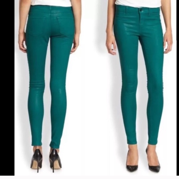 $268 J Brand Green Coated Jeans sz 25 - Picture 2 of 7